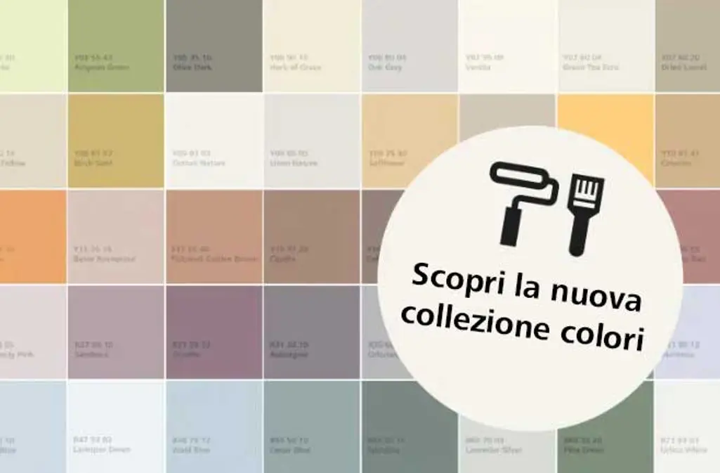 immagine a quadretti con tutti i colori e codici della collezioni colori per interni