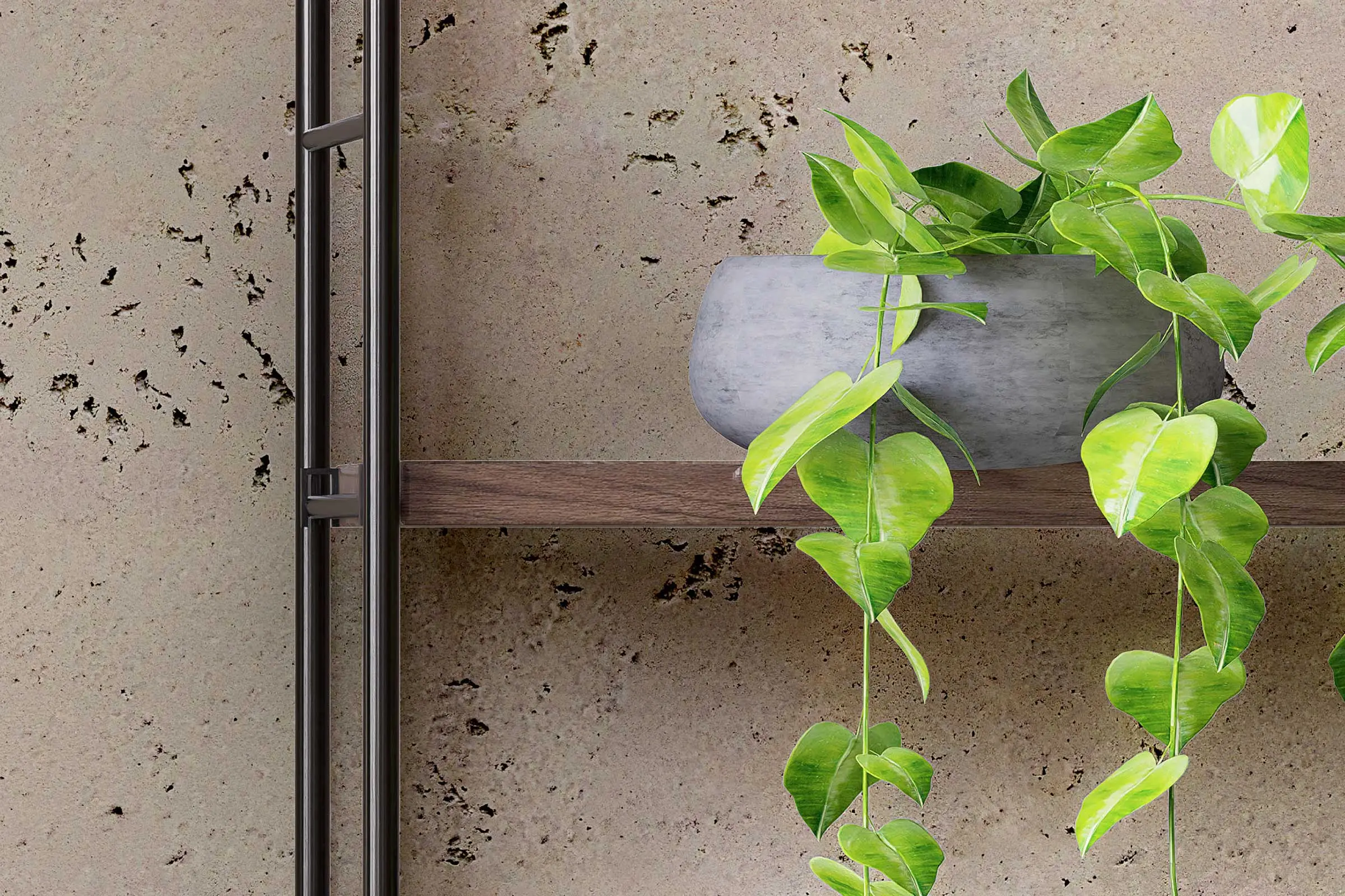 Detail Wohnbereich, Wandregal mit Pflanze, Farbtöne Interior Colors 24+ von Sto