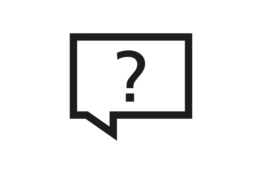 Icona, pittogramma fumetto quadrato con punto interrogativo